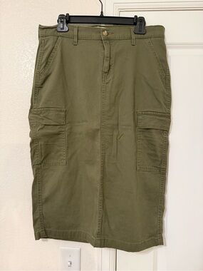SHEIN Olive Green Cargo Midi Skirt